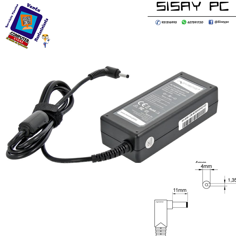 ALIMENTADOR COMPATIBLE ASUS 19V 3.42A 4.0X1.35 65w