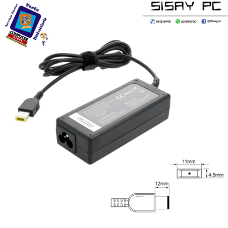 Cargador compatible para portátil LENOVO 65W 20V 3.25A 11.0x4.5 mm (rectangular)