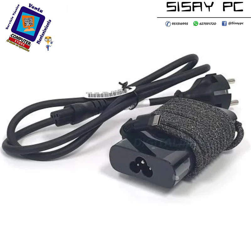 Cargador de Portátil HP Laptop Charger USB-C/ 65W/ Automático/ Voltaje 5-20V