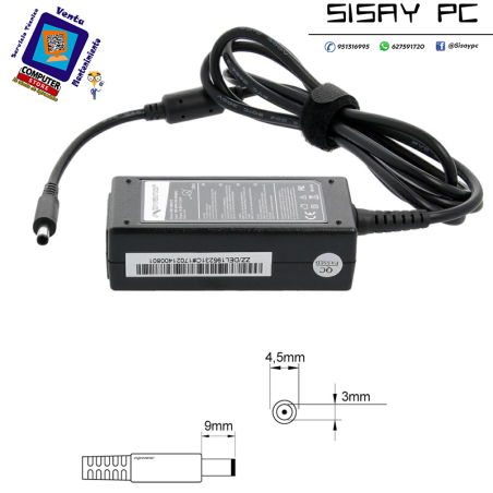 ALIMENTADOR COMPATIBLE DELL 19.5V 2.31A 4.5X3.0MM PIN CENTRAL 45W