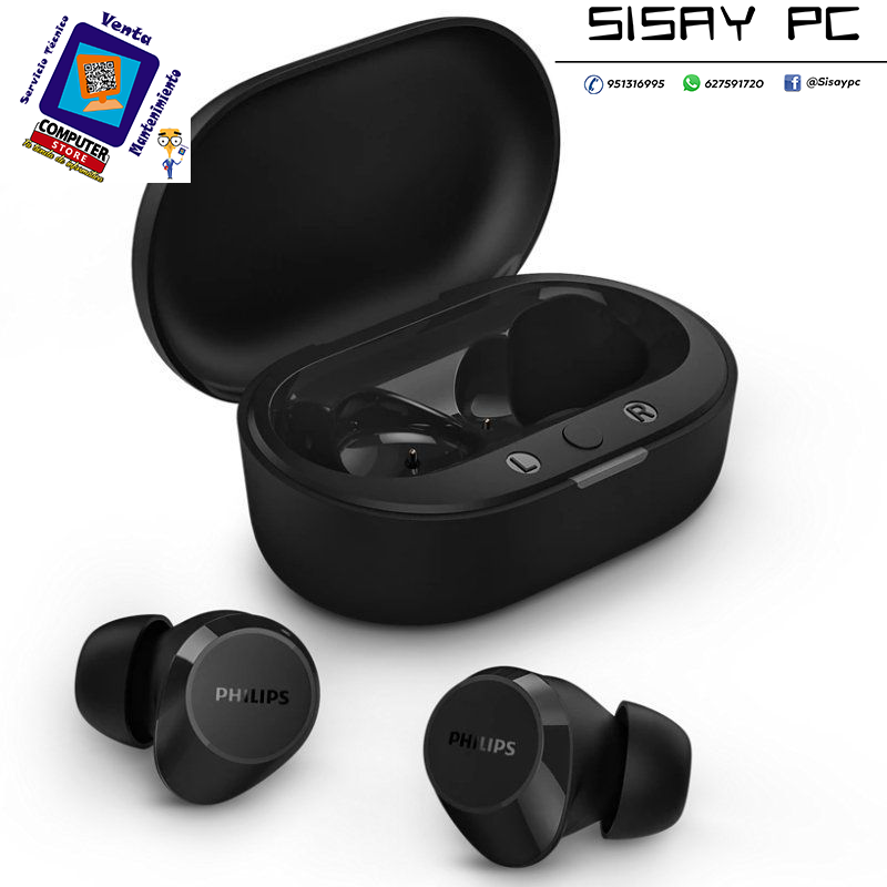 Auriculares Bluetooth Philips TAT1209 con estuche de carga/ Autonomía 6h/ Negros