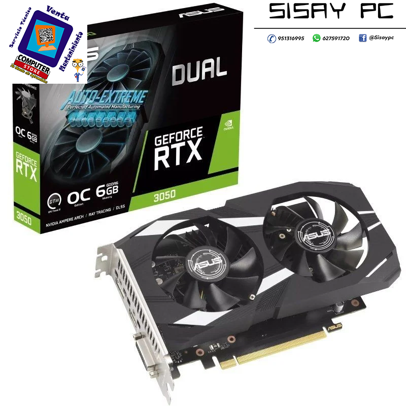 Tarjeta Gráfica Asus Dual GeForce RTX 3050 OC Edition/ 6GB GDDR6