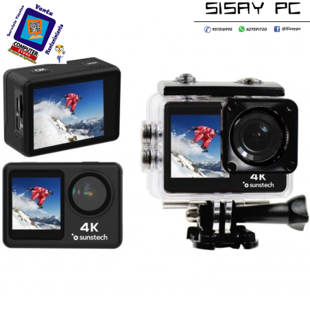 Cámara Digital Deportiva Sunstech Adventure 4K/ 16MP/ Ángulo de visión 170º/ Negra