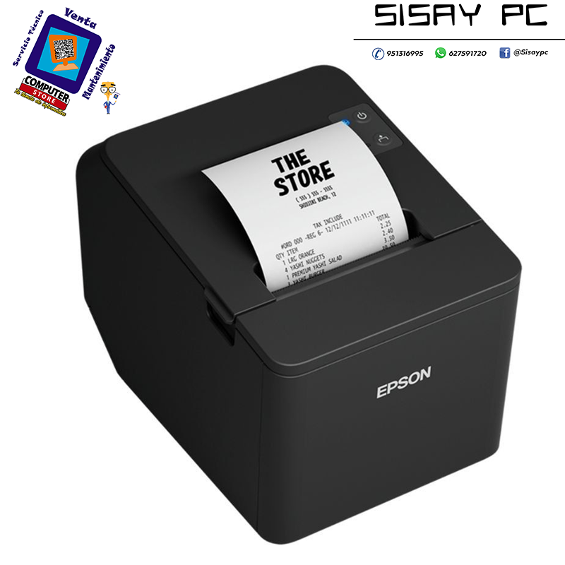 Impresora de Tickets Epson TM-T20IVEN/ Térmica/ Ancho papel 80mm/ USB-RS232-Ethernet/ Negra