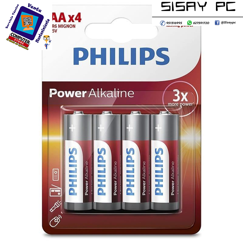 Pack de 4 Pilas AA Philips LR6P4B/05/ 1.5V/ Alcalinas
