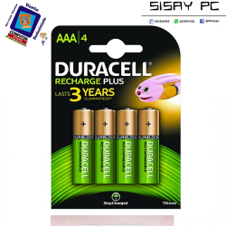 Pack de 4 Pilas AAA Duracell HR3-B/ 1.2V/ Recargables