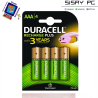 Pack de 4 Pilas AAA Duracell HR3-B/ 1.2V/ Recargables
