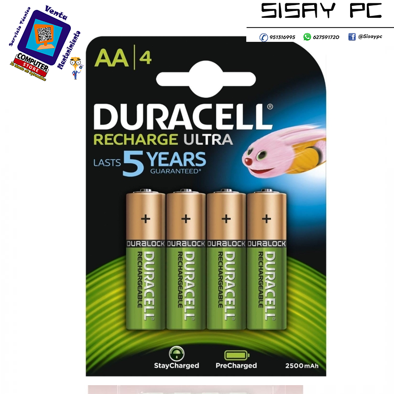 Pack de 4 Pilas AA Duracell HR06-P/ 1.2V/ Recargables
