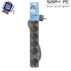 Regleta con Interruptor Philips CHP2164G/10/ 6 Tomas de corriente/ Cable 1.5m/ Gris