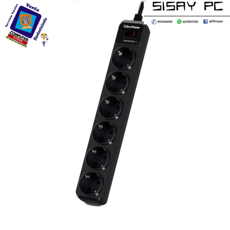 Regleta con interruptor Cyberpower B0620SC0-DE/ 6 Tomas de corriente/ Cable 1.8m/ Negra