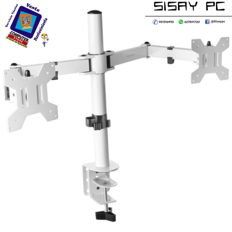 Soporte de Mesa para 2 Monitores Mars Gaming MARM2/ Giratorio/ Inclinable/ hasta 8kg