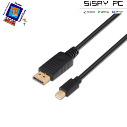 Cable Mini DisplayPort 1.2 4K Aisens A124-0131/ DisplayPort Macho - Mini DisplayPort Macho/ Hasta 5W/ 2300Mbps/ 2m/ Negro