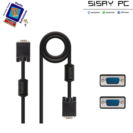 Cable SVGA Nanocable 10.15.0102/ VGA Macho - VGA Macho/ 1.8m/ Negro