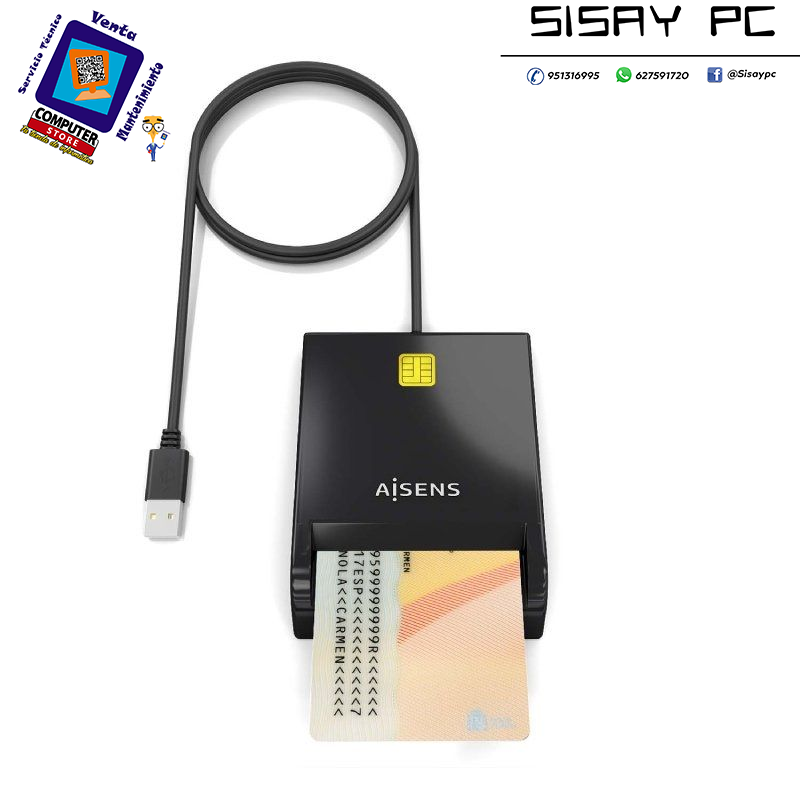 ctor de DNI y Tarjetas Aisens ASCR-SN06-BK/ USB 2.0/ Negro