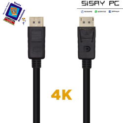 Cable DisplayPort 1.2 4K Aisens A124-0455/ DisplayPort Macho - DisplayPort Macho/ 1m/ Negro