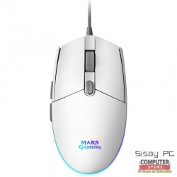 Ratón Gaming Mars Gaming MMGW/ Hasta 3200 DPI/ Blanco