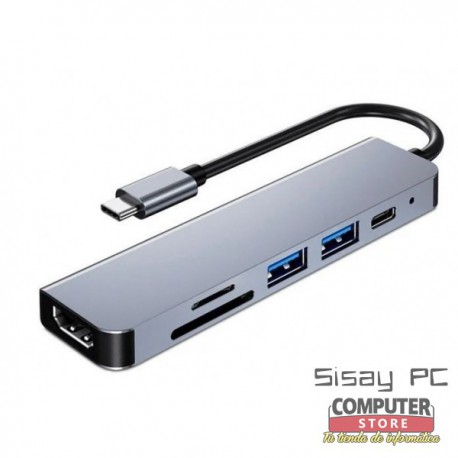 HUB USB 3.0 TYPE-C 3P USB-A + CR + HDMI 4K 3GO