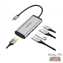Docking USB Tipo-C Vention CNBHB/ 1xHDMI/ 3xUSB/ 1xUSB Tipo-C PD/ Gris