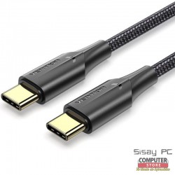 Cable USB 2.0 Tipo-C 3A  USB Tipo-C Macho - USB Tipo-C Macho/ Hasta 60W/ 480Mbps/ 50cm/ Negro
