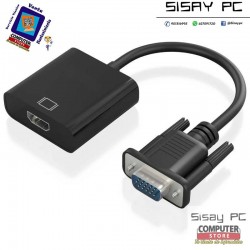 Cable Conversor VGA Macho/ HDMI Hembra - Jack 3.5 Hembra - MicroUSB / 20cm/ Negro
