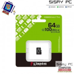Tarjeta de Memoria Kingston CANVAS Select Plus 64GB microSD XC/ Clase 10/ 100MBs