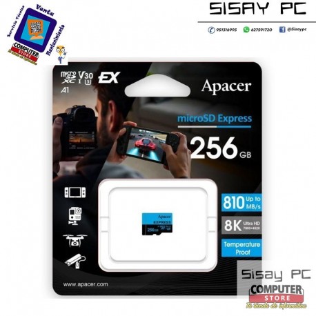 Tarjeta de Memoria Micro Sd Apacer 256GB UHS-I/ Clase 10/ 810MBs