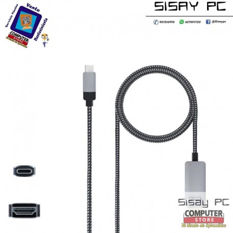 Cable Conversor USB Tipo-C Macho - HDMI Macho/ 1.8m/ Negro